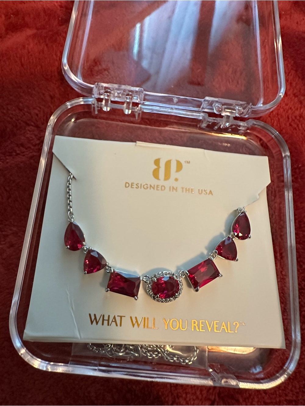 Pink-Red Crystal Halo Necklace